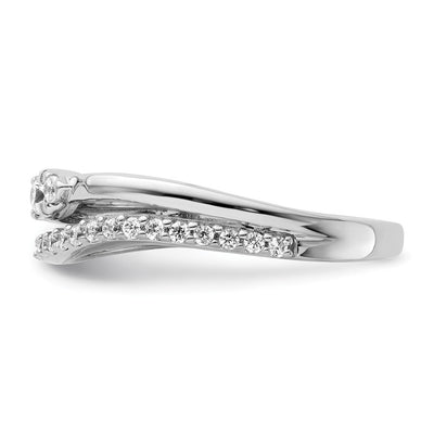 14K White Gold Polished Diamond Double Band Fashion Ring