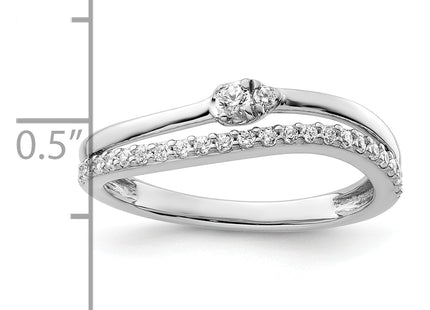 14K White Gold Polished Diamond Double Band Fashion Ring