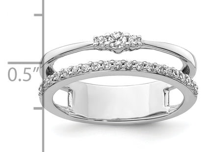 14K White Gold Polished Diamond Double Band Fashion Ring