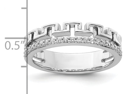 14K White Gold Polished Diamond Double Band Fashion Ring