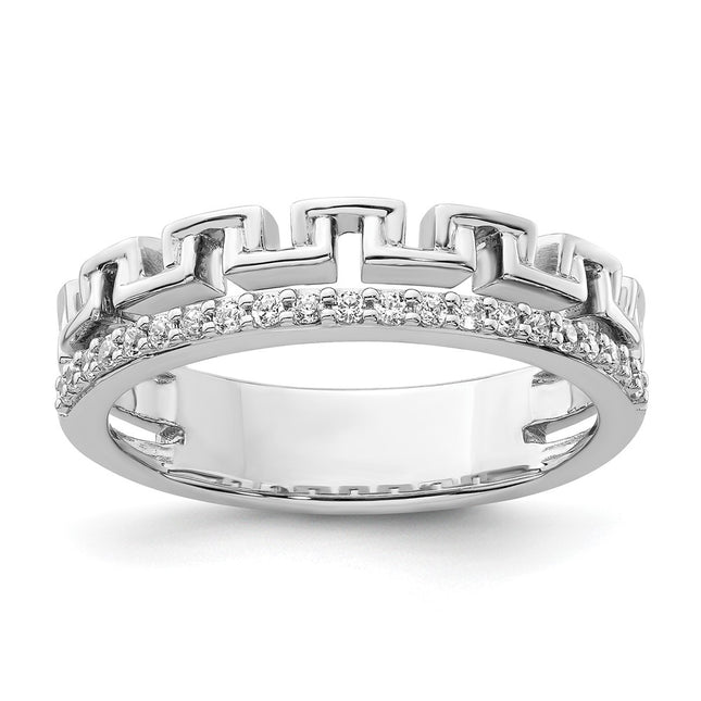 14K White Gold Polished Diamond Double Band Fashion Ring