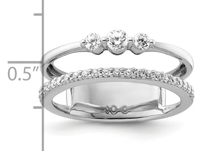14K White Gold Polished Diamond Double Band Fashion Ring