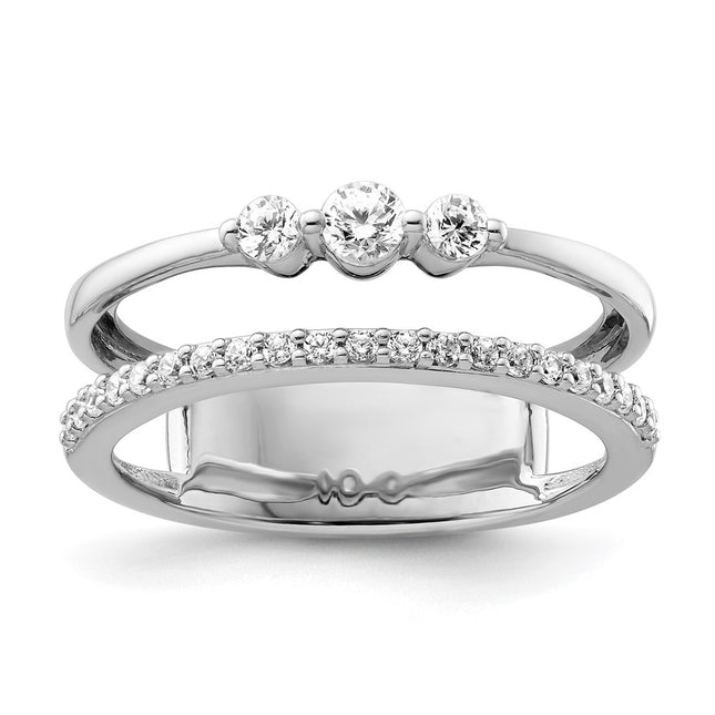 14K White Gold Polished Diamond Double Band Fashion Ring