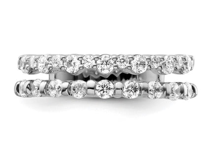 14K White Gold Polished Diamond Double Band Fashion Ring (Style RM9427-075-WAA)