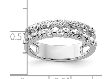 14K White Gold Polished Diamond Double Band Fashion Ring (Style RM9427-075-WAA)