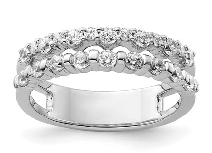14K White Gold Polished Diamond Double Band Fashion Ring (Style RM9427-075-WAA)