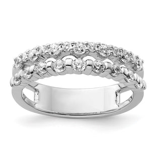 14K White Gold Polished Diamond Double Band Fashion Ring (Style RM9427-075-WAA)