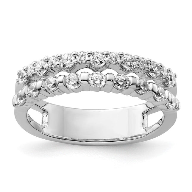 14K White Gold Polished Diamond Double Band Fashion Ring