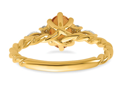 14K Polished Diamond and Citrine Twisted Ring