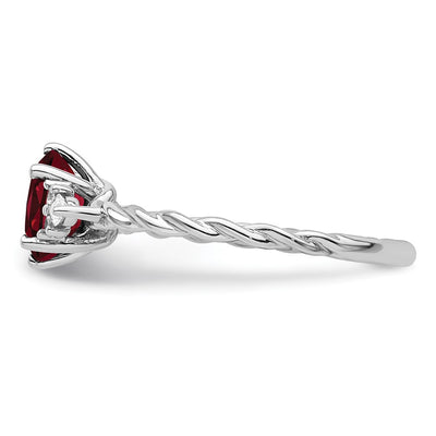 14K White Gold Polished Diamond and Lab Created Ruby Twisted Ring