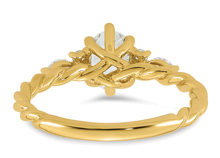 14K Polished Diamond and White Topaz Twisted Ring