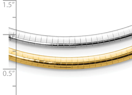 14k Two-tone Reversible White and Yellow Domed Omega Necklace, 16 x 4mm