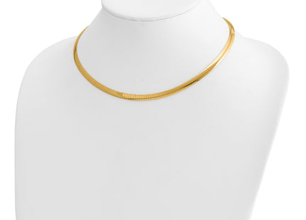 14k Two-tone Reversible White and Yellow Domed Omega Necklace, 16 x 5mm