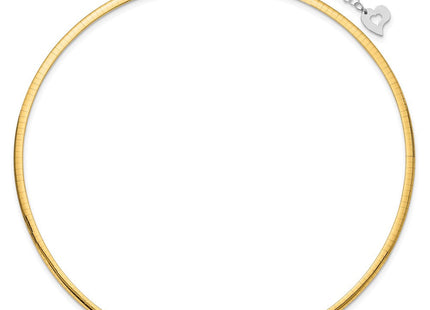 14k Two-tone Lightweight Reversible Omega Necklace Plus Heart Chain Extender (Style ROML3-16)
