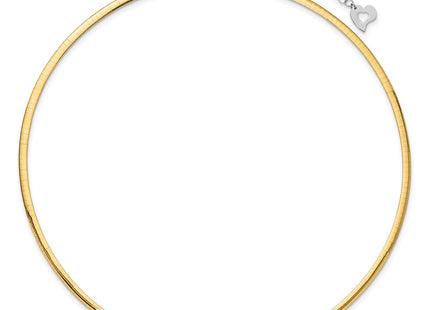 14k Two-tone Lightweight Reversible Omega Necklace Plus Heart Chain Extender (Style ROML3-18)