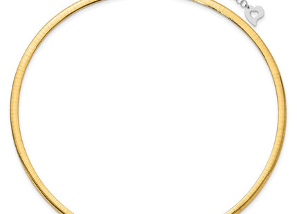 14k Two-tone Lightweight Reversible Omega Necklace Plus Heart Chain Extender (Style ROML4-16)