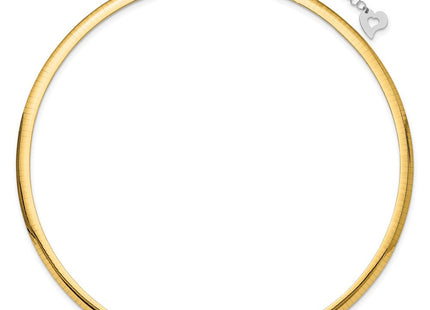 14k Two-tone Lightweight Reversible Omega Necklace Plus Heart Chain Extender (Style ROML5-16)