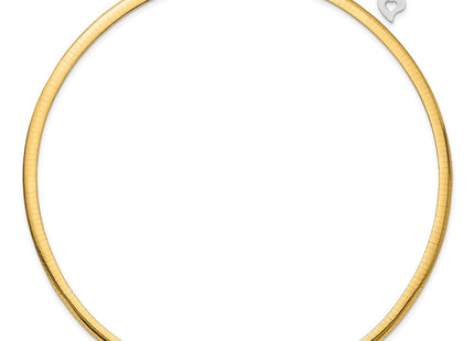 14k Two-tone Lightweight Reversible Omega Necklace Plus Heart Chain Extender (Style ROML5-18)