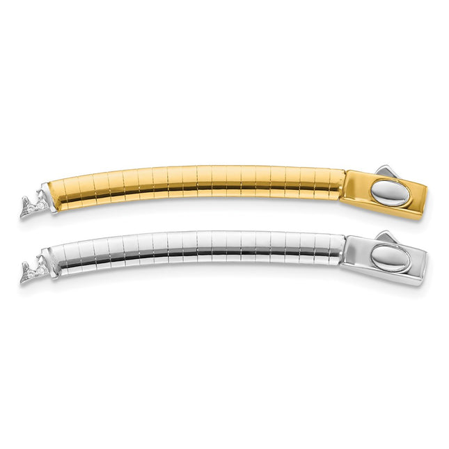 14k Two-tone White and Yellow Domed Omega Extender for Reversible Necklace, 2 x 4mm