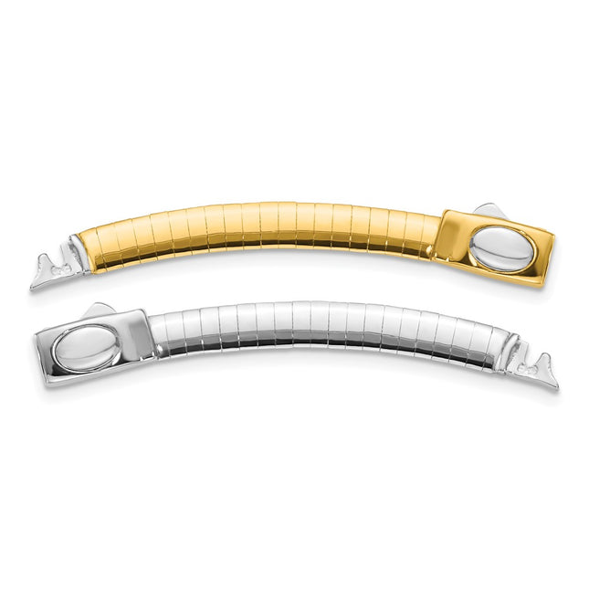 14k Two-tone White and Yellow Domed Omega Extender for Reversible Necklace, 2 x 5mm