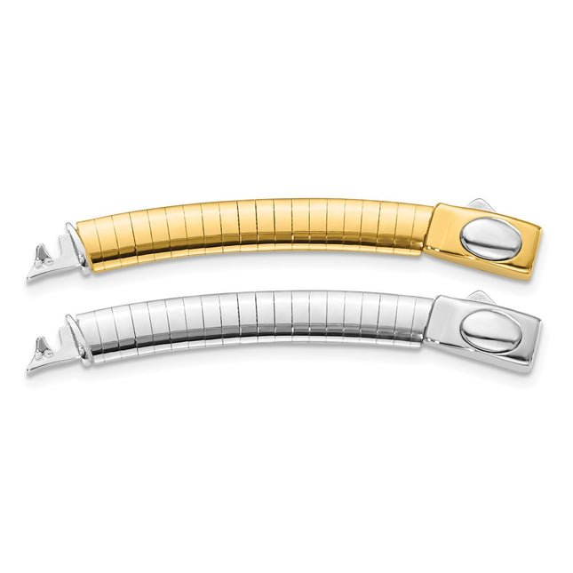14k Two-tone White and Yellow Domed Omega Extender for Reversible Necklace, 2 x 6mm