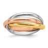 14k Tri-color Polished Rolling Ring Size 4