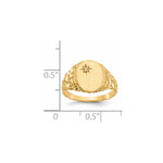 14K 9.0x11.0mm Closed Back Diamond Signet Ring view