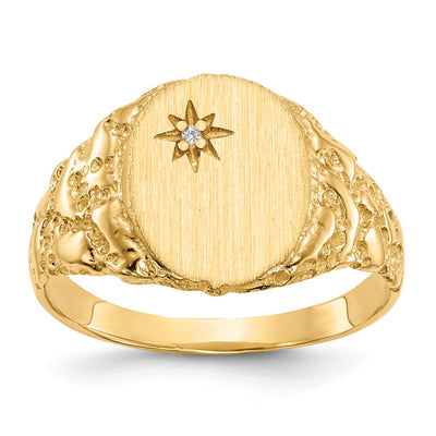 14K gold diamond signet ring