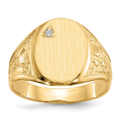 14K gold diamond signet ring