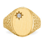 14K 12.0x16.0mm Open Back Diamond Mens Signet Ring view