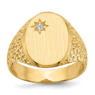 14K gold diamond signet ring