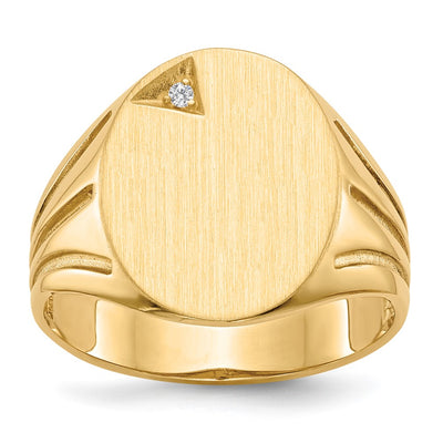 14K gold diamond signet ring