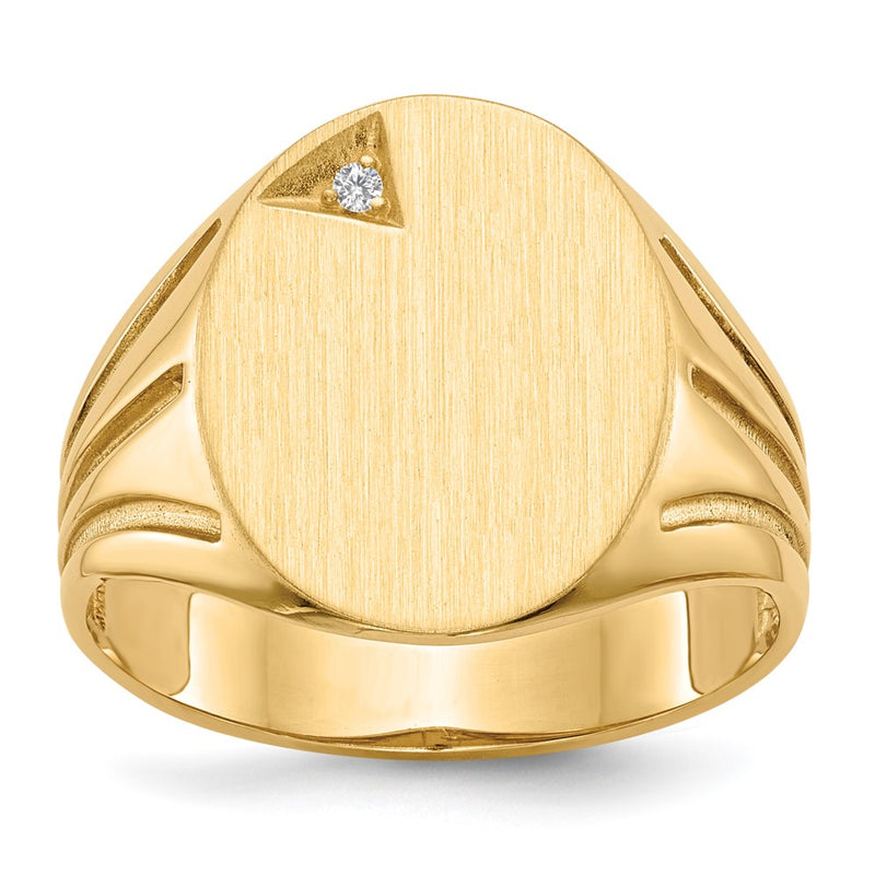 14K gold diamond signet ring