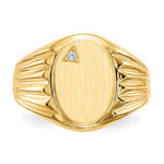 14K 10.0x13.5mm Open Back Diamond Mens Signet Ring view