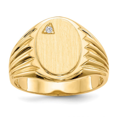 14K gold diamond signet ring