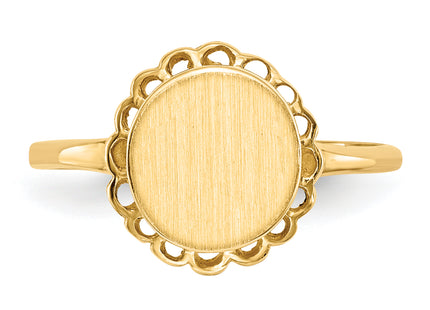 14k 8.5x9. Open Back Signet Ring