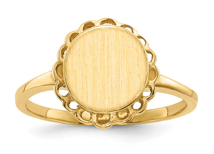 14k 8.5x9. Open Back Signet Ring
