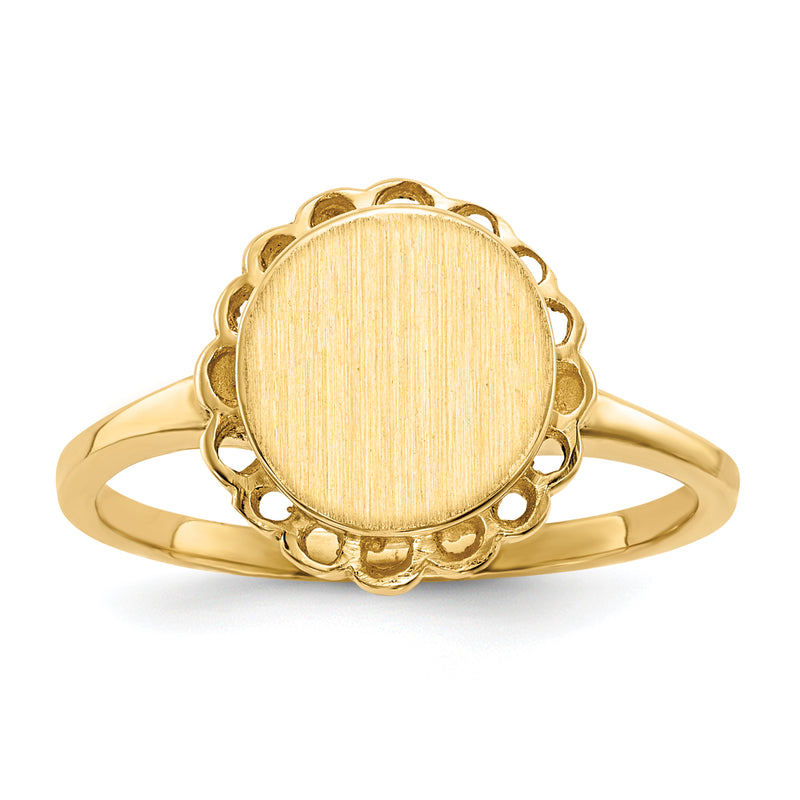 14k 8.5x9. Open Back Signet Ring