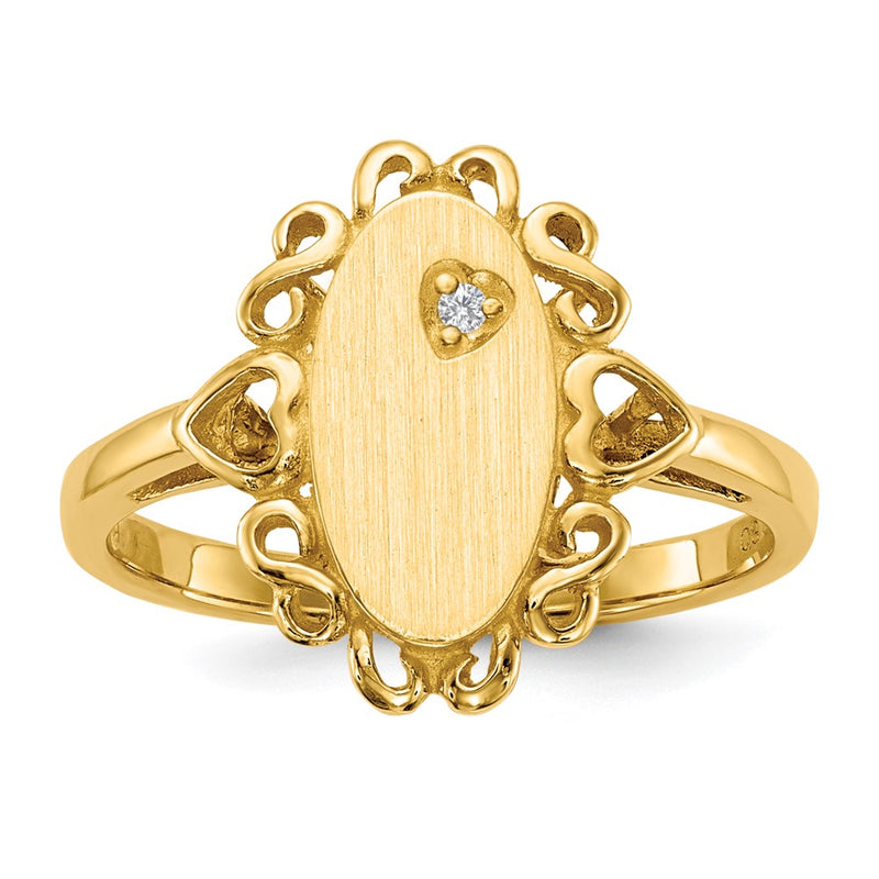 14K gold diamond signet ring