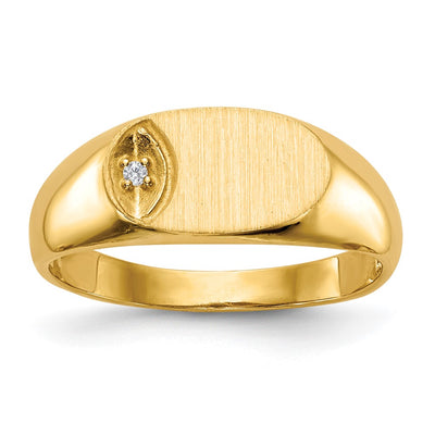 14K gold diamond signet ring