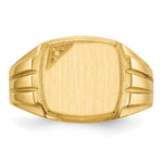 14K 12.0x11.5mm Grooved Sides Open Back Diamond Signet Ring Mtg view