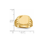 14K 12.0x11.5mm Grooved Sides Open Back Diamond Signet Ring Mtg view