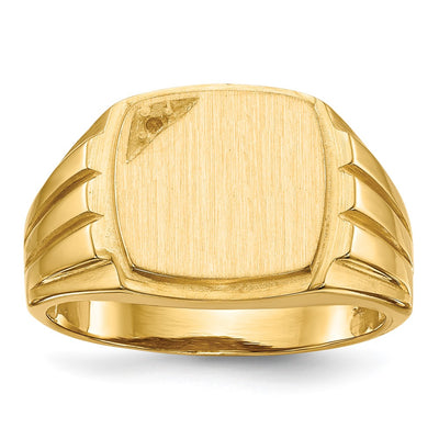 14K gold diamond signet ring