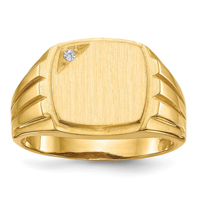 14K gold diamond signet ring