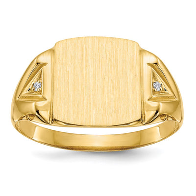 14K gold diamond signet ring