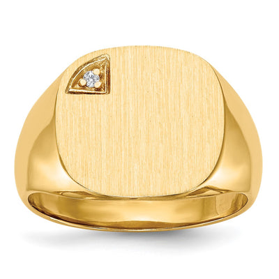 14K gold diamond signet ring