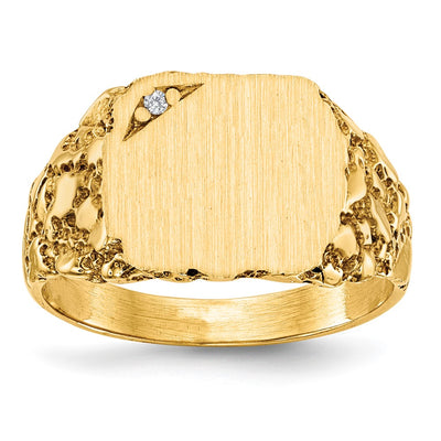 14K gold diamond signet ring