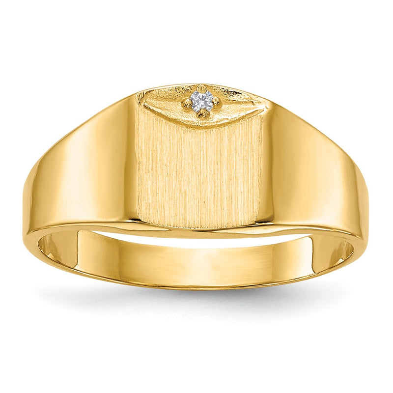 14K gold diamond signet ring