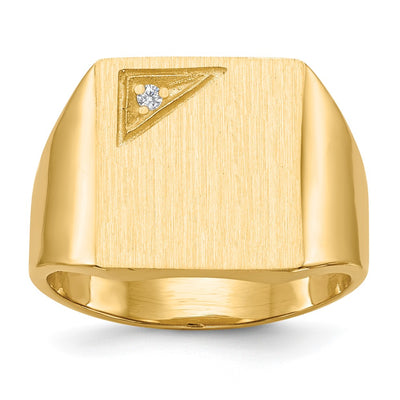 14K gold diamond signet ring