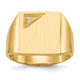 14K 13.0x14.0mm Closed Back Diamond Mens Signet Ring